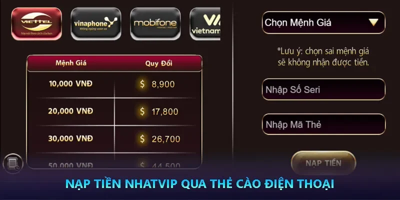 Nạp Tiền Qua Thẻ Cào Điện Thoại